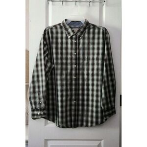 HAGGAR Men's Plaid Shirt Button Down‎ Long Sleeve Cotton Pocket Size XXL